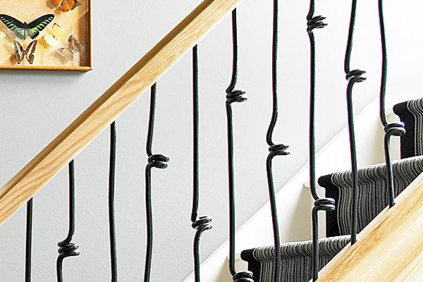 Twist spiral spindles into position before the glue dries Elements double spiral spindles